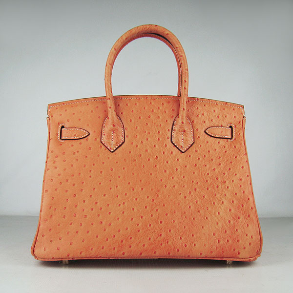 Replica Hermes Birkin 30CM Ostrich Veins Handbag Orange 6088 On Sale - Click Image to Close